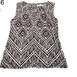 Calvin Klein Black, White, and Pink Geometric Blouse
